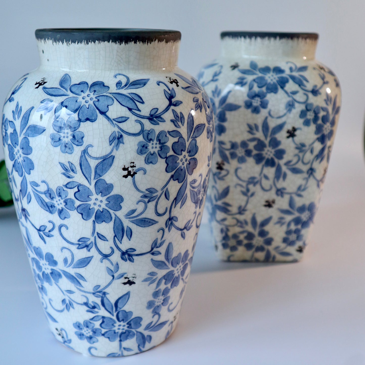 Vintage Ice Crackle Blue & White Porcelain Vase