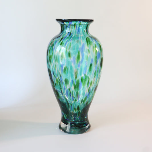 Hand Blown Turquoise Confetti Vase