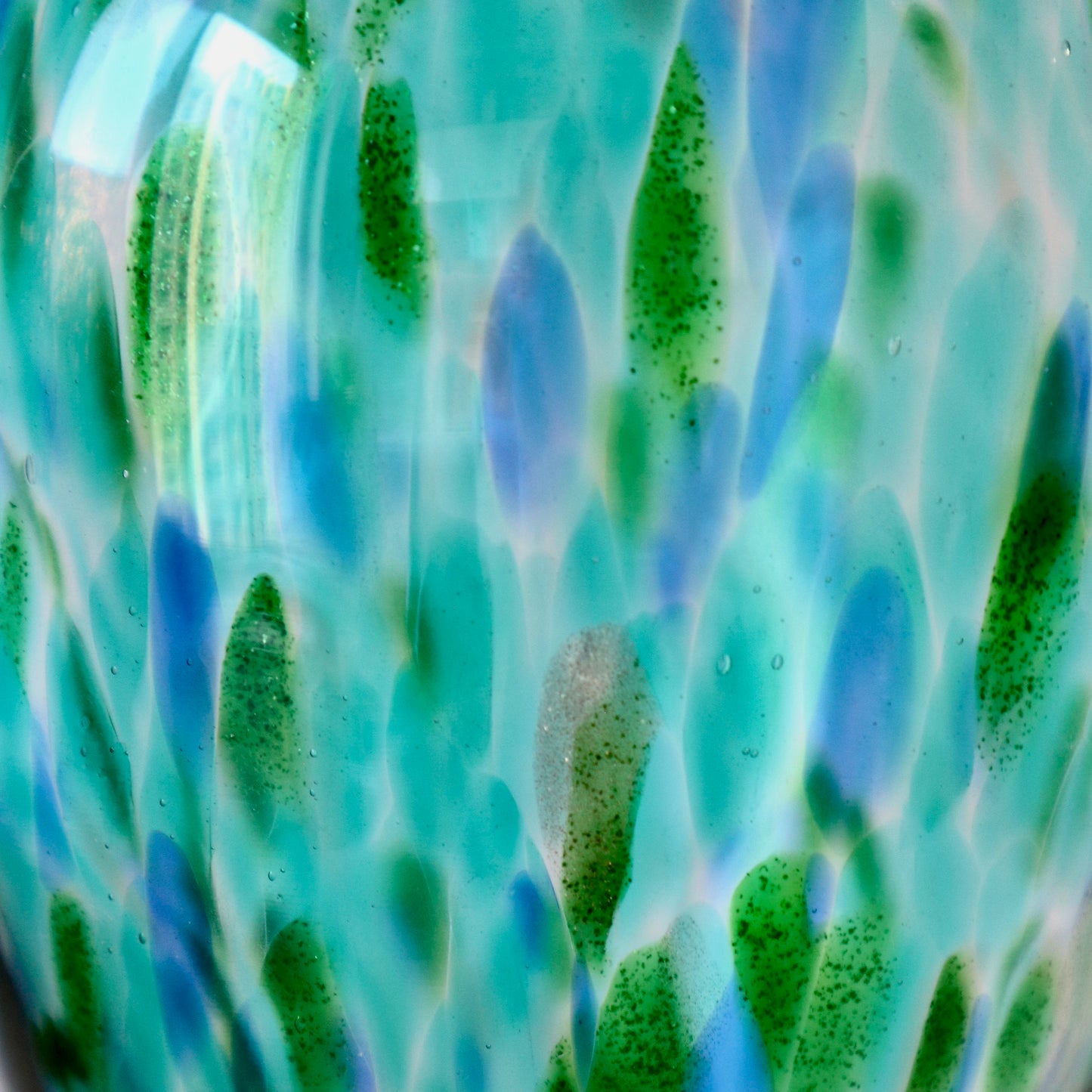 Hand Blown Turquoise Confetti Vase