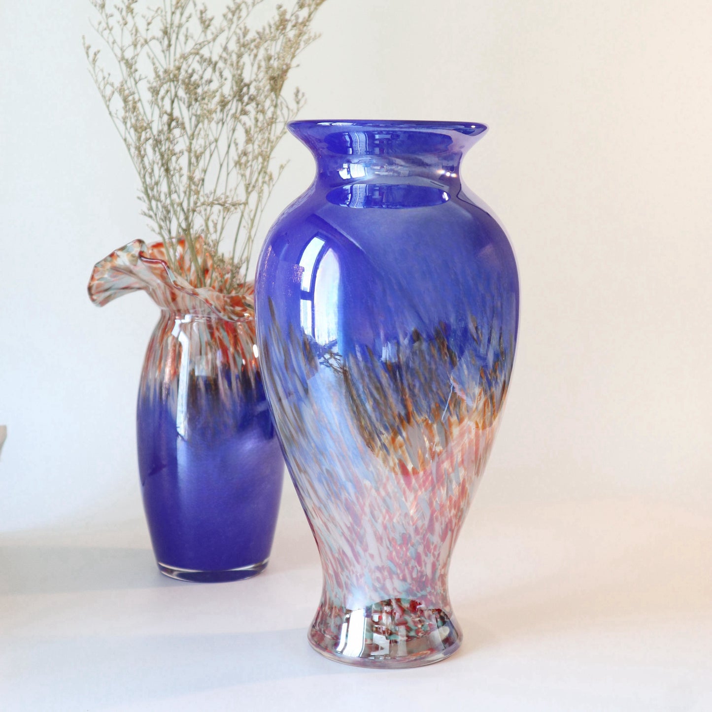 contrast color confetti blown glass vase