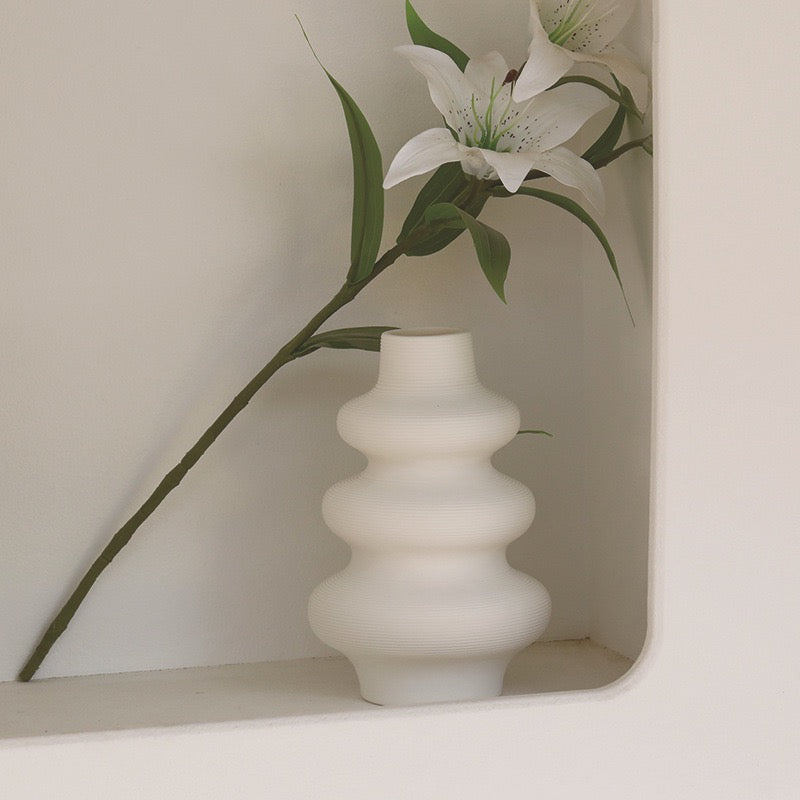 Stacked Donut Shaped Wabi Sabi White Vase