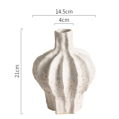 Primitive White Ceramic Parambola Vases