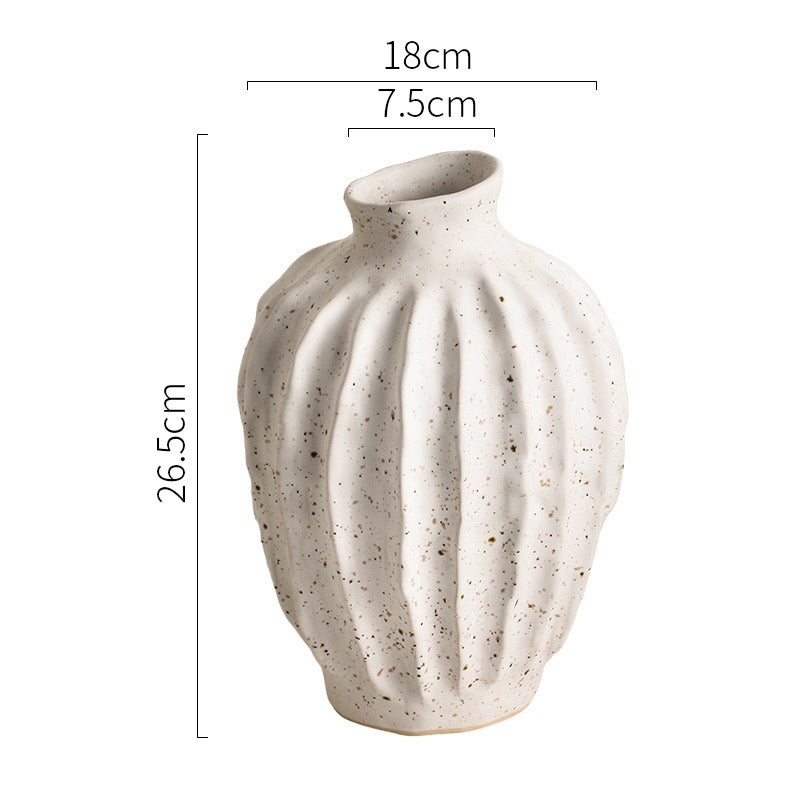 Primitive White Ceramic Parambola Vases