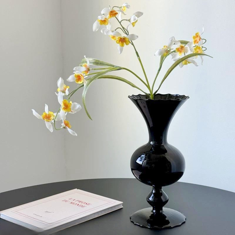 Vintage Black Blown Glass Vase