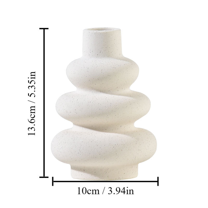 Stacked Donut Shaped Wabi Sabi White Vase