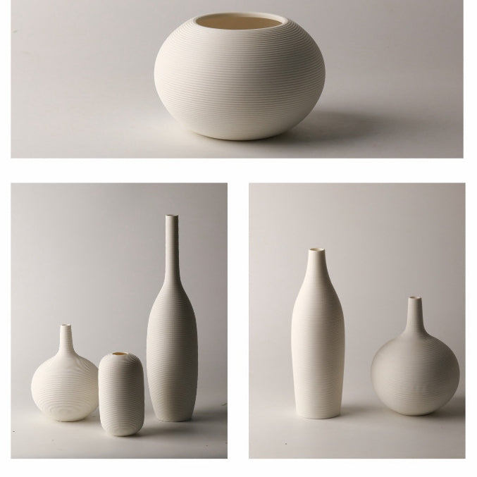 Wabi Sabi White Primitive Pottery Vases