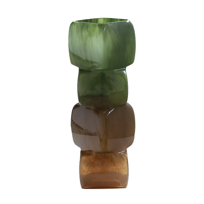 Stacked Cubical Glass Vase