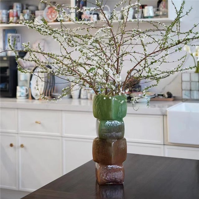 Stacked Cubical Glass Vase