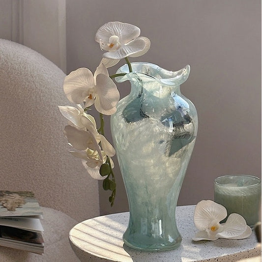 Fenton Style Pastel Green Glass Vase