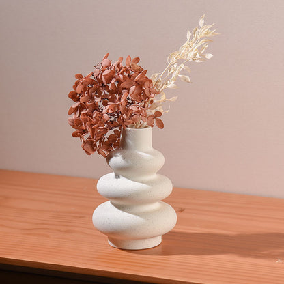 Stacked Donut Shaped Wabi Sabi White Vase