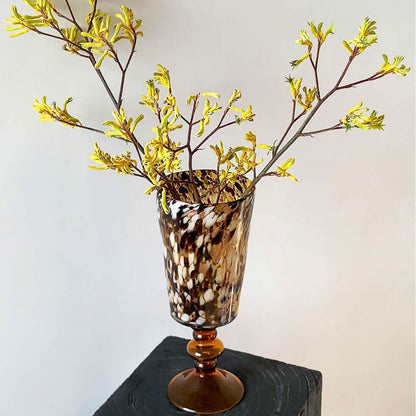 Leopard Goblet Vase with Gold Glaze Swirl