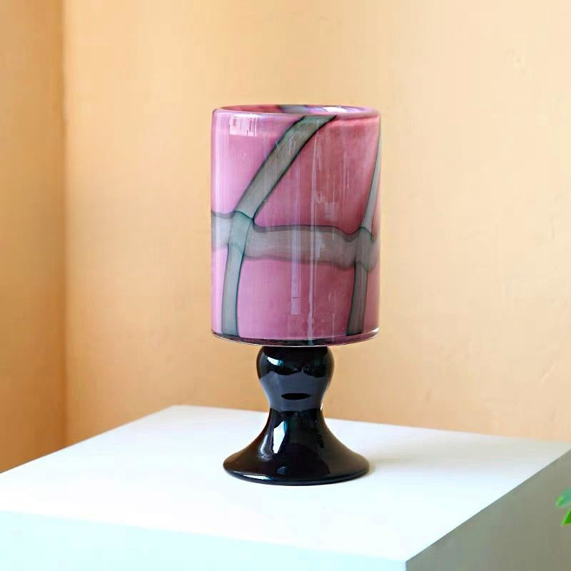 Pink & Green Plaid Goblet Vase