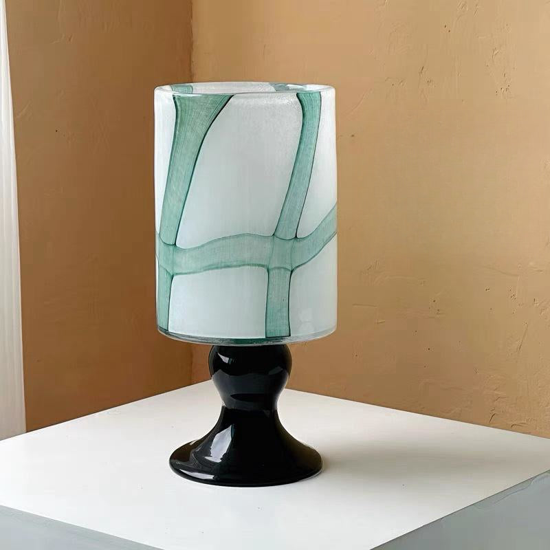 Milky White & Green Plaid Goblet Vase