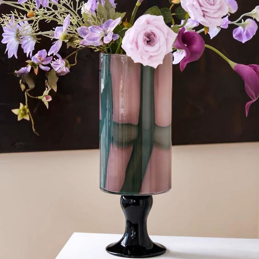 Pink & Green Plaid Goblet Vase