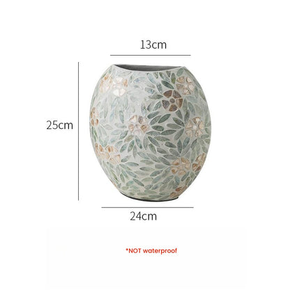 Green Shell Paster Oblate Vase